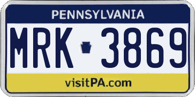 PA license plate MRK3869