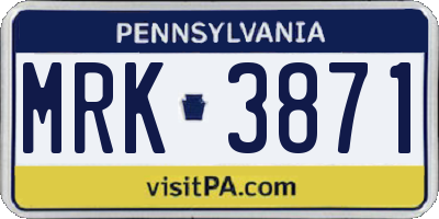 PA license plate MRK3871