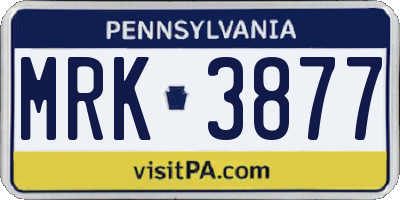 PA license plate MRK3877