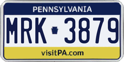 PA license plate MRK3879