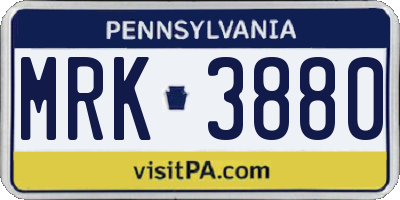 PA license plate MRK3880