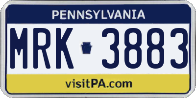 PA license plate MRK3883