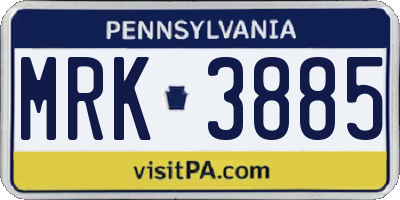 PA license plate MRK3885