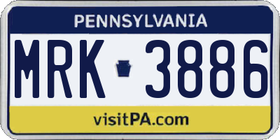 PA license plate MRK3886