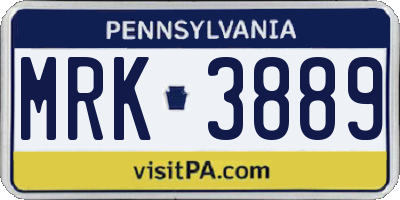PA license plate MRK3889