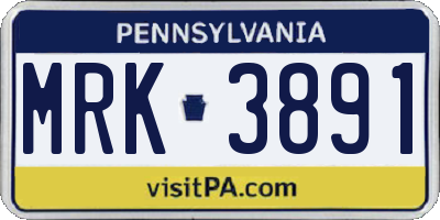PA license plate MRK3891