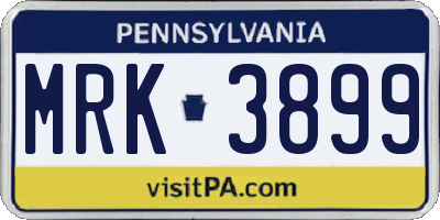 PA license plate MRK3899