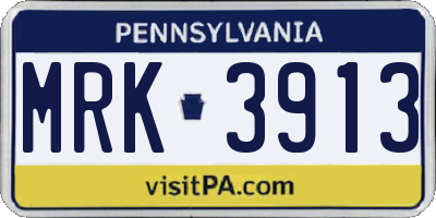 PA license plate MRK3913