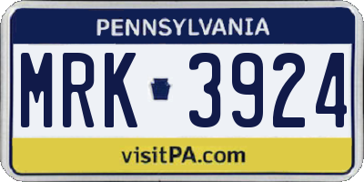 PA license plate MRK3924