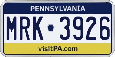 PA license plate MRK3926