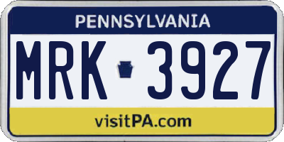 PA license plate MRK3927