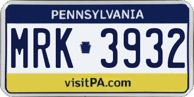 PA license plate MRK3932