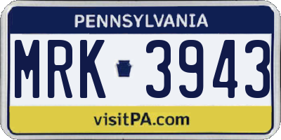 PA license plate MRK3943
