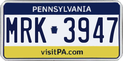 PA license plate MRK3947