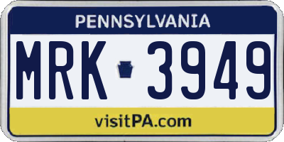 PA license plate MRK3949