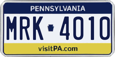 PA license plate MRK4010