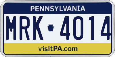 PA license plate MRK4014