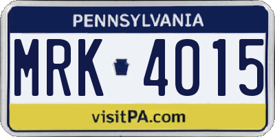 PA license plate MRK4015