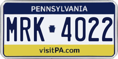PA license plate MRK4022