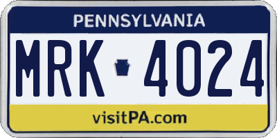 PA license plate MRK4024