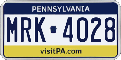 PA license plate MRK4028