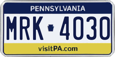 PA license plate MRK4030