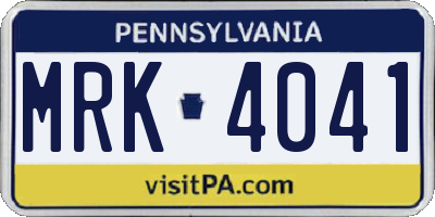 PA license plate MRK4041