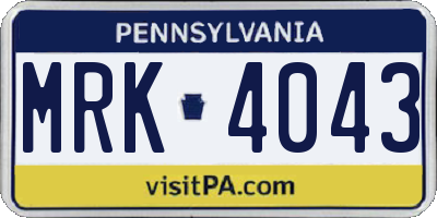 PA license plate MRK4043
