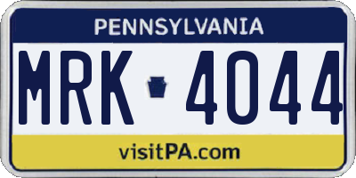 PA license plate MRK4044