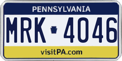 PA license plate MRK4046