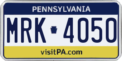 PA license plate MRK4050