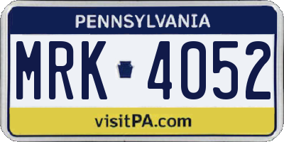 PA license plate MRK4052
