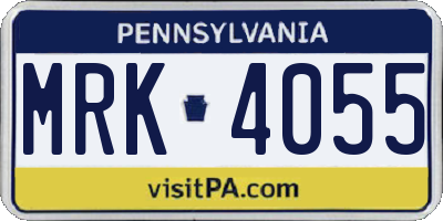 PA license plate MRK4055