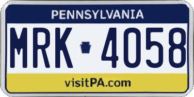 PA license plate MRK4058