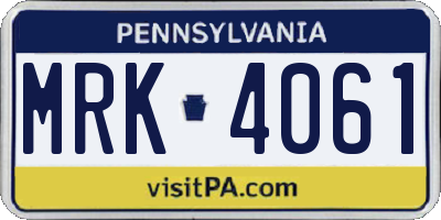 PA license plate MRK4061