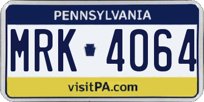PA license plate MRK4064