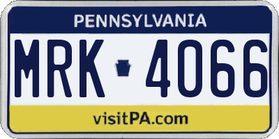 PA license plate MRK4066