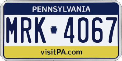 PA license plate MRK4067