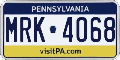 PA license plate MRK4068
