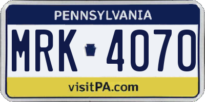 PA license plate MRK4070