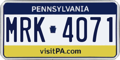 PA license plate MRK4071
