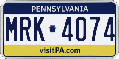 PA license plate MRK4074