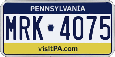 PA license plate MRK4075