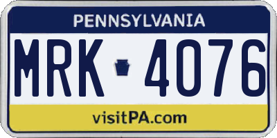 PA license plate MRK4076