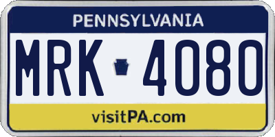 PA license plate MRK4080