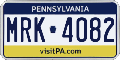 PA license plate MRK4082