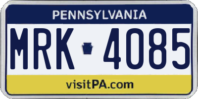 PA license plate MRK4085
