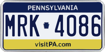PA license plate MRK4086