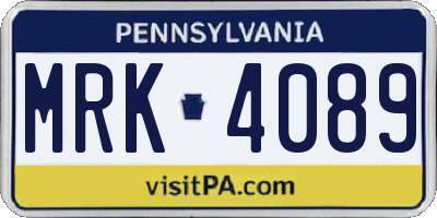 PA license plate MRK4089