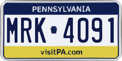 PA license plate MRK4091